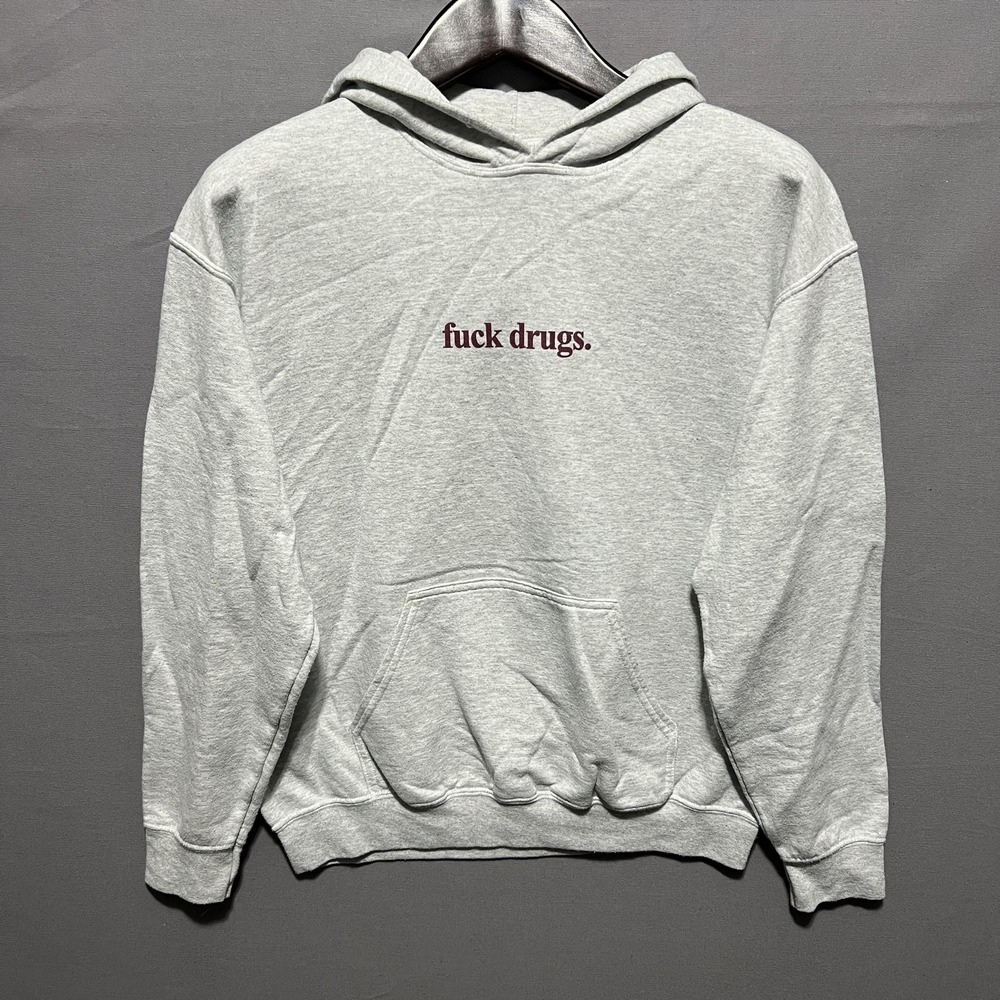 Danny Duncan Hoodie Mens Medium Gray F*ck Drugs Graphic Pullover Funny